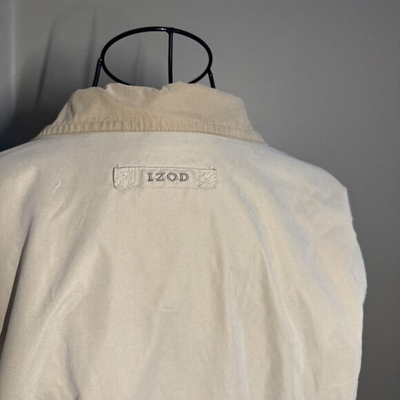 IZOD Jacket Men Medium Beige Long Sleeve Polyester Blend Mesh Lined Full Zip - Picture 5 of 10